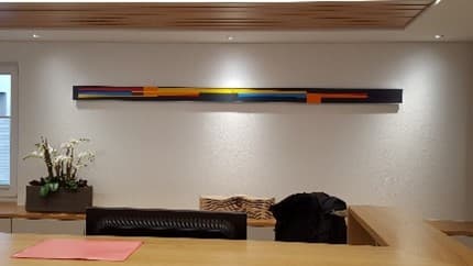 Empfangsbereich Rüegg Holzbau, Kaltbrunn Acryl auf Paneel 280x12 cm, 2015